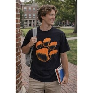 Fanatics Tigers Paw print Black Cotton Tee T-shirt Clemson, UOP, Princeton XL